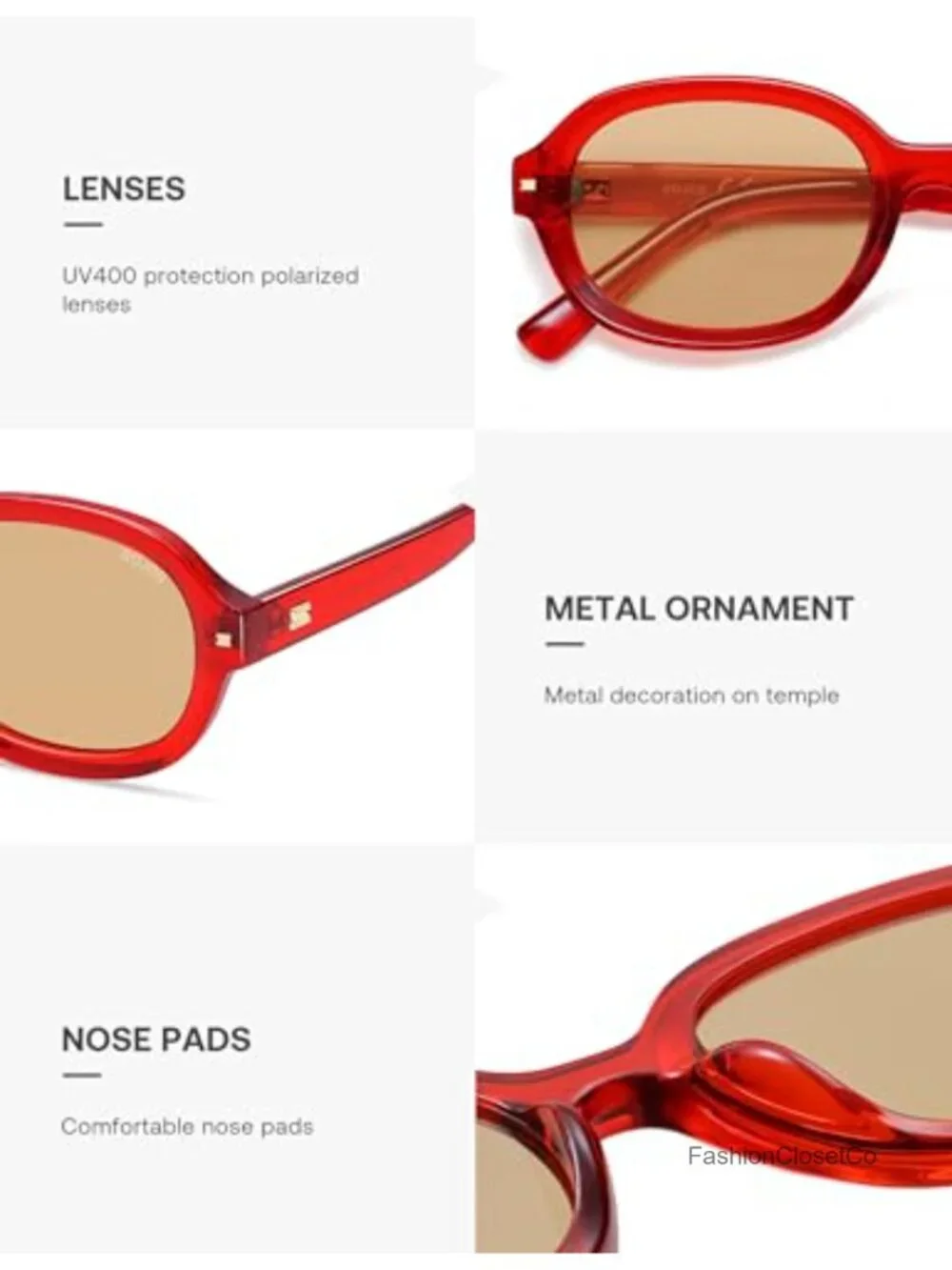 Retro Trendy Oval Round Polarized Sunglasses with UV400 TAC Lenses